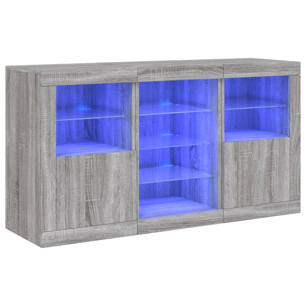Příborník S Led Osvětlením Šedý Sonoma 123 X 37 X 67 Cm