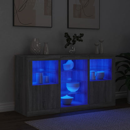 Příborník S Led Osvětlením Šedý Sonoma 123 X 37 X 67 Cm