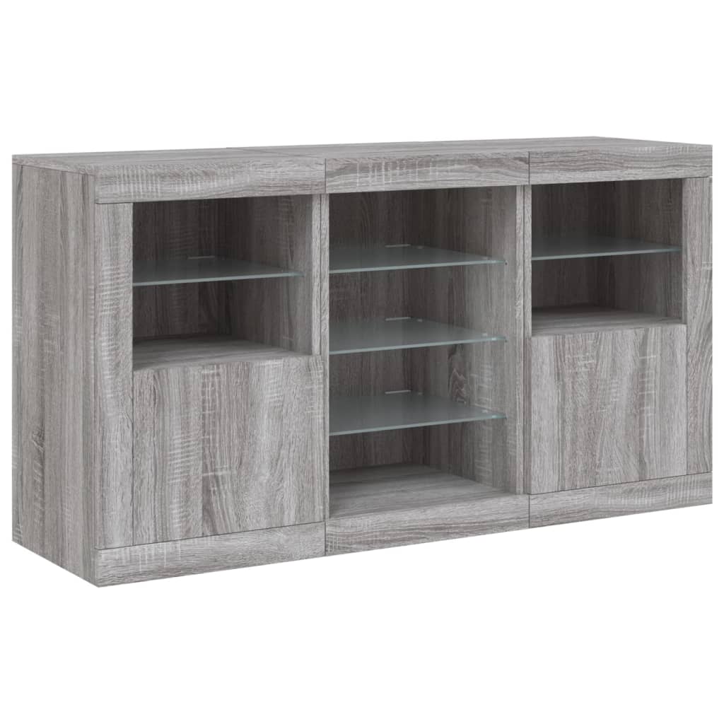Příborník S Led Osvětlením Šedý Sonoma 123 X 37 X 67 Cm