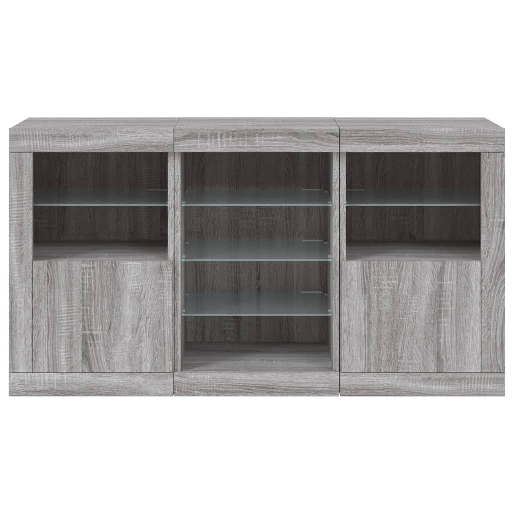 Příborník S Led Osvětlením Šedý Sonoma 123 X 37 X 67 Cm