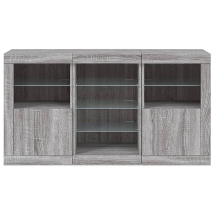 Příborník S Led Osvětlením Šedý Sonoma 123 X 37 X 67 Cm