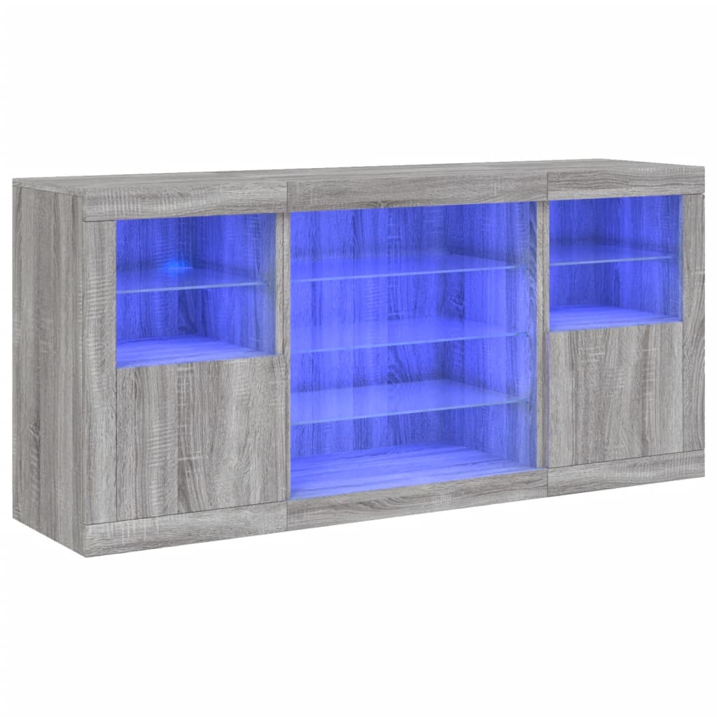 Příborník S Led Osvětlením Šedý Sonoma 142,5 X 37 X 67 Cm