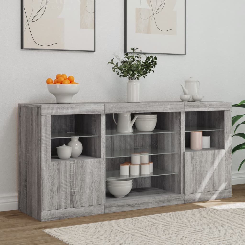 Příborník S Led Osvětlením Šedý Sonoma 142,5 X 37 X 67 Cm