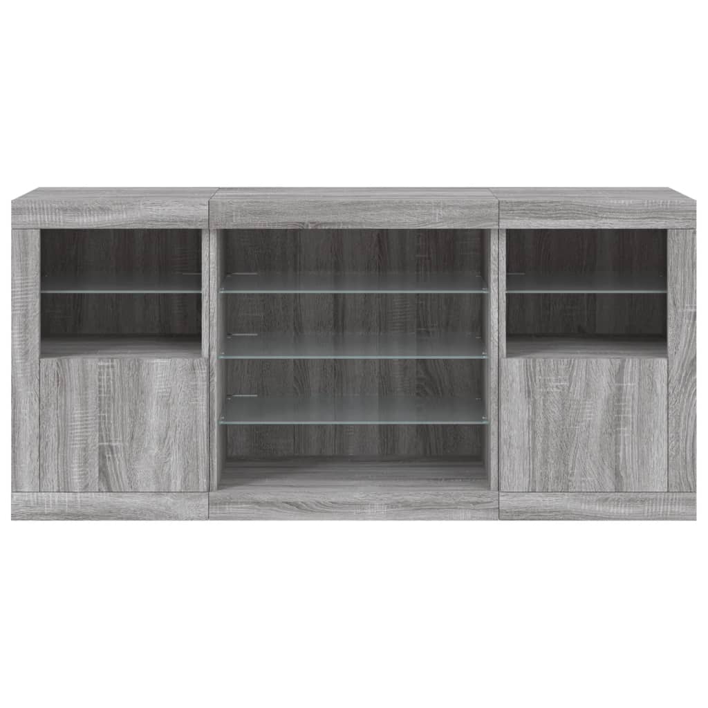 Příborník S Led Osvětlením Šedý Sonoma 142,5 X 37 X 67 Cm