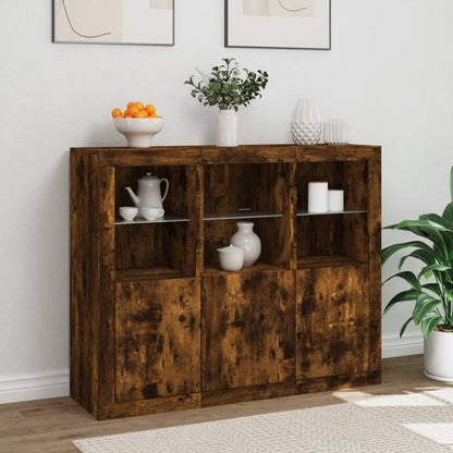 Příborníky S Led Osvětlením 3 Ks Kompozitní Dřevo