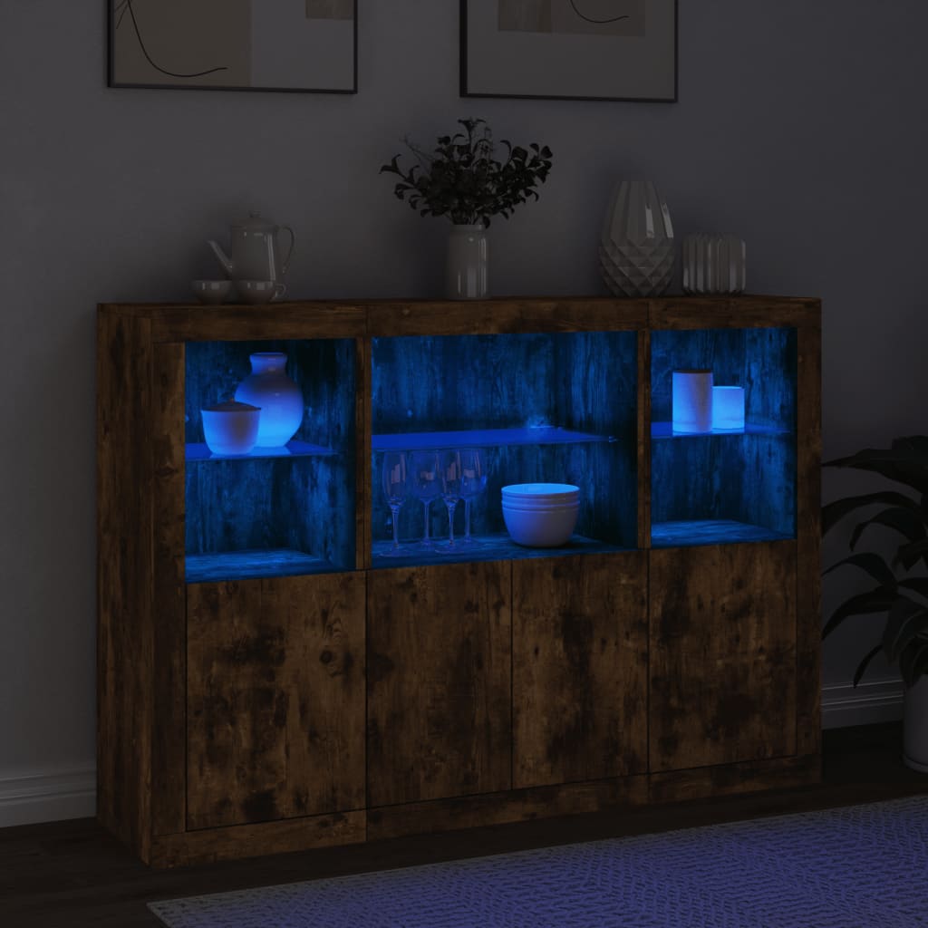 Příborníky S Led Osvětlením 3 Ks Kompozitní Dřevo