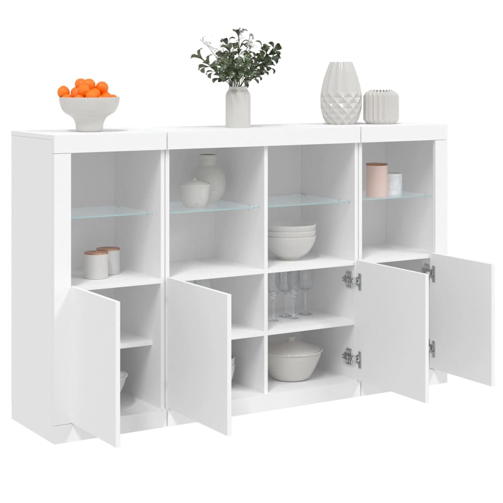 Příborníky S Led Osvětlením 3 Ks Kompozitní Dřevo