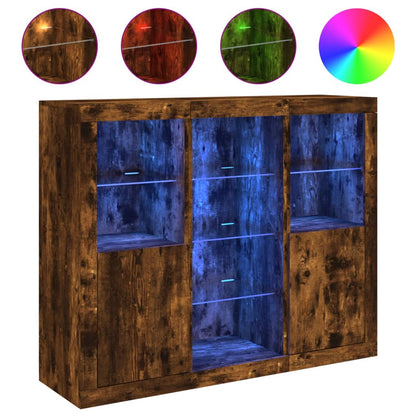 Příborníky S Led Osvětlením 3 Ks Kompozitní Dřevo