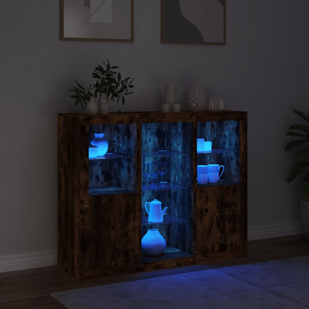 Příborníky S Led Osvětlením 3 Ks Kompozitní Dřevo