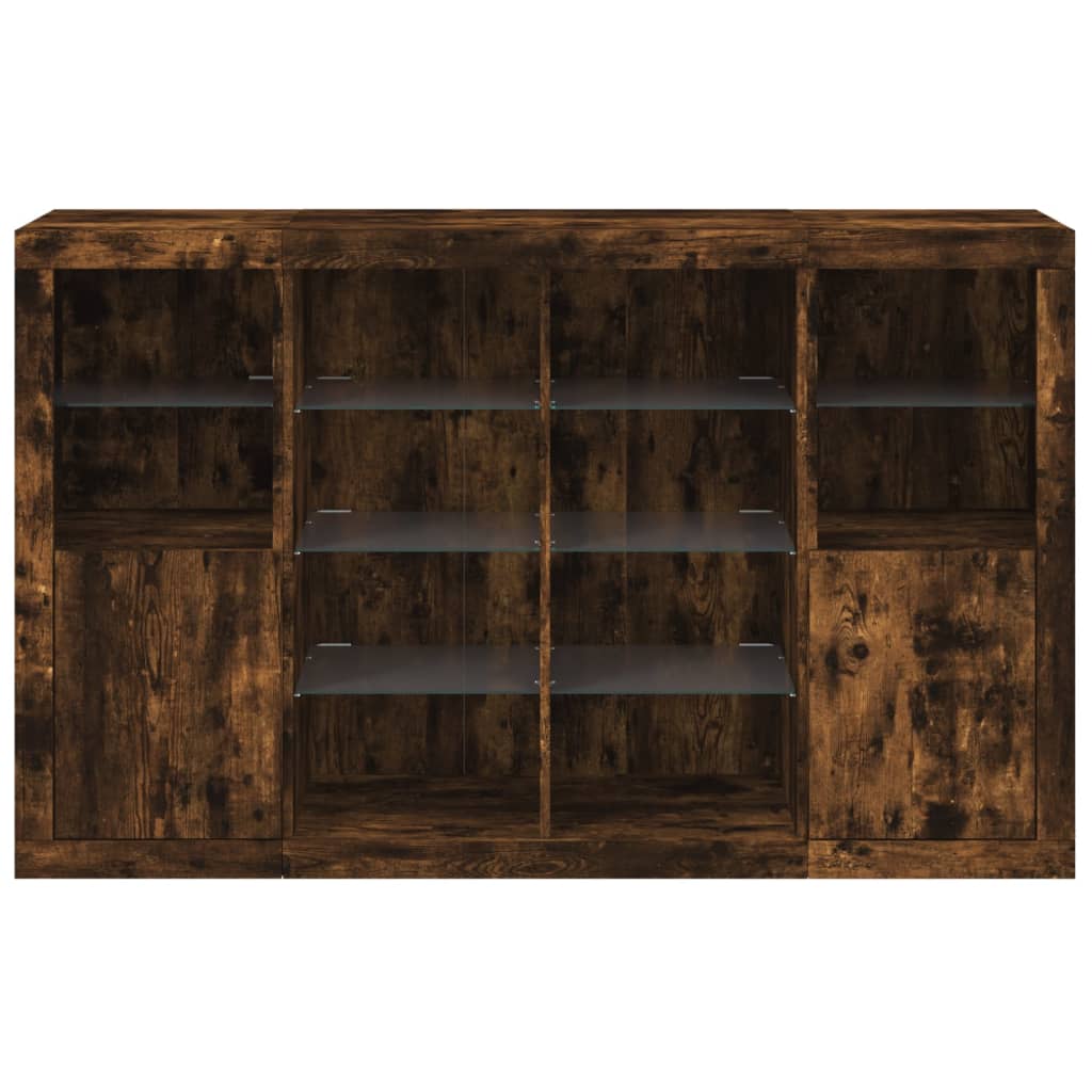 Příborníky S Led Osvětlením 3 Ks Kompozitní Dřevo