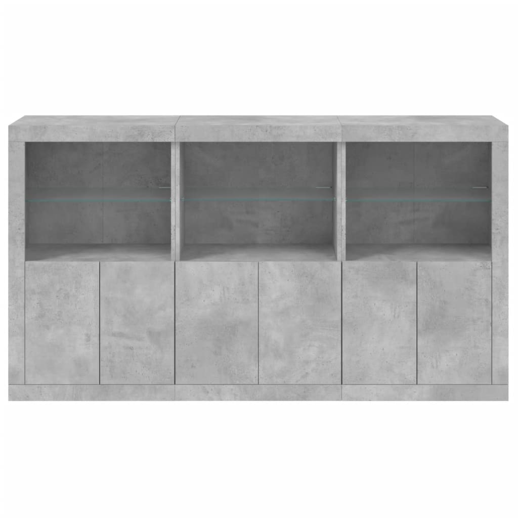 Příborník S Led Osvětlením Betonově Šedý 181,5 X 37 X 100 Cm