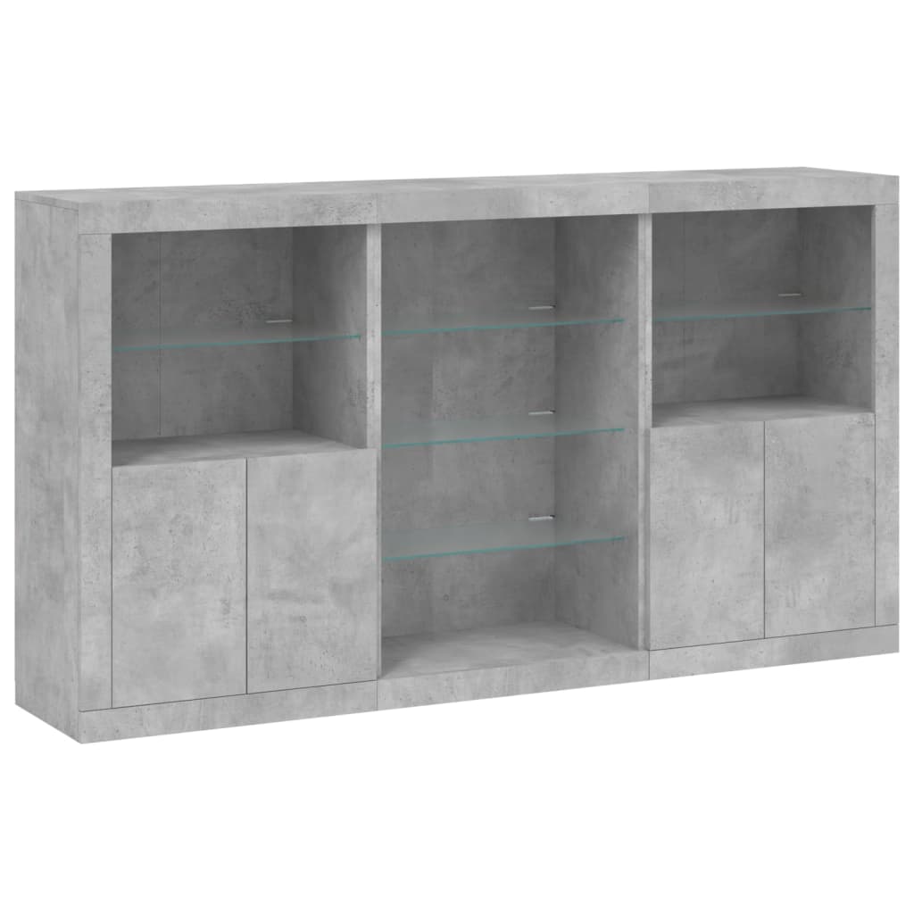 Příborník S Led Osvětlením Betonově Šedý 181,5 X 37 X 100 Cm