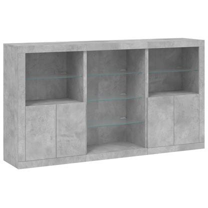 Příborník S Led Osvětlením Betonově Šedý 181,5 X 37 X 100 Cm
