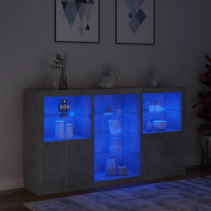 Příborník S Led Osvětlením Betonově Šedý 181,5 X 37 X 100 Cm