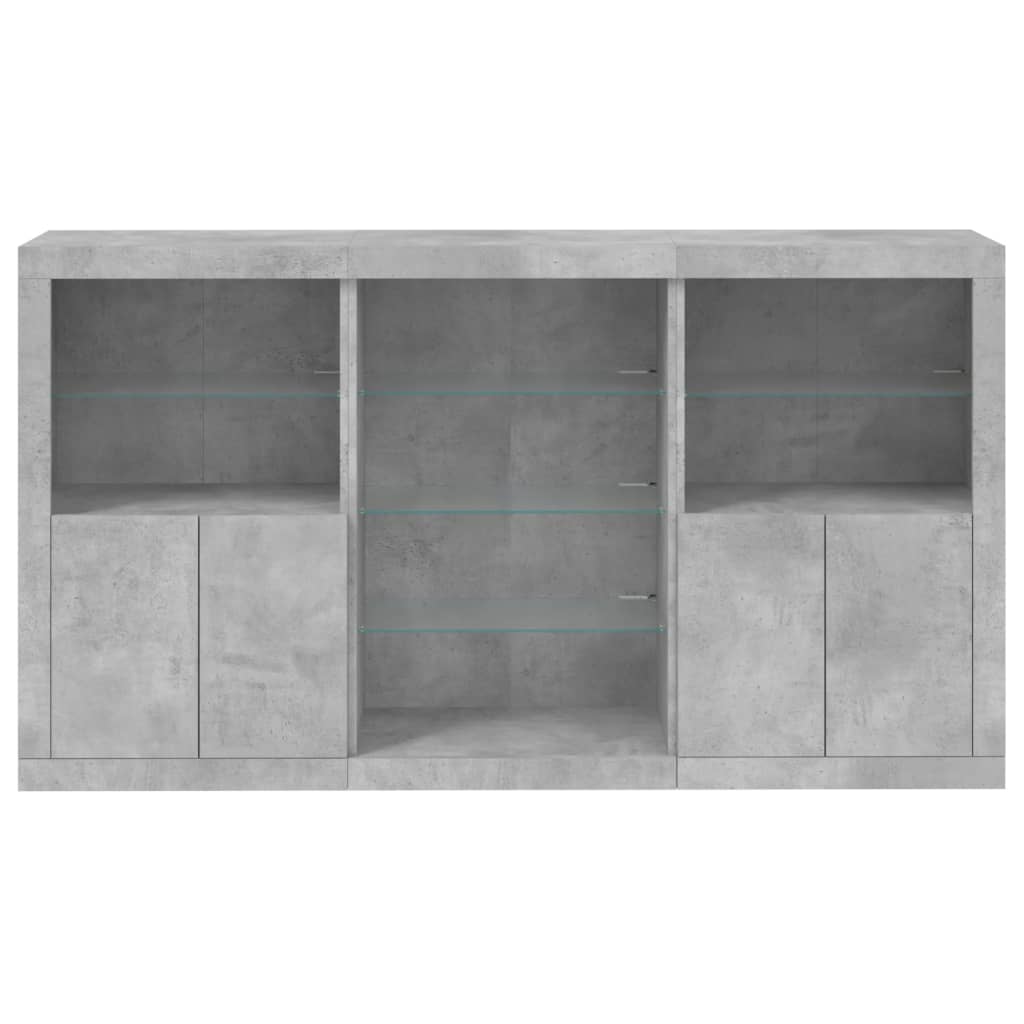 Příborník S Led Osvětlením Betonově Šedý 181,5 X 37 X 100 Cm