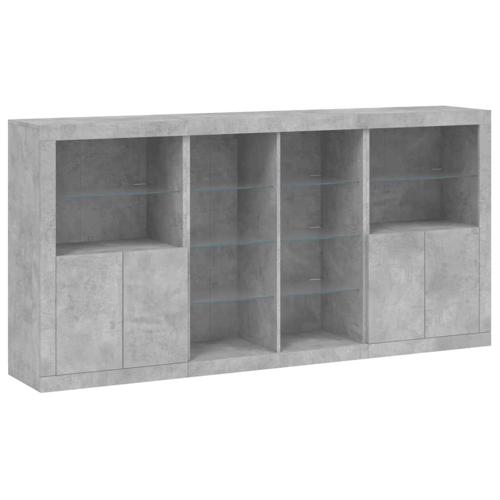 Příborník S Led Osvětlením Betonově Šedý 202 X 37 X 100 Cm