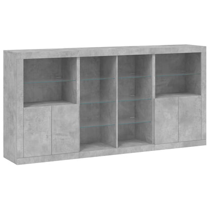 Příborník S Led Osvětlením Betonově Šedý 202 X 37 X 100 Cm