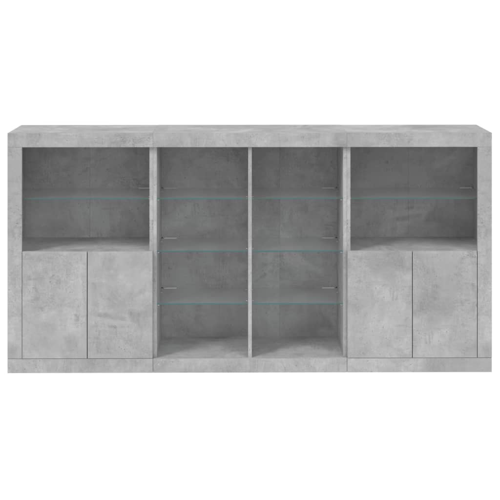 Příborník S Led Osvětlením Betonově Šedý 202 X 37 X 100 Cm