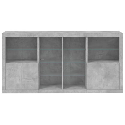 Příborník S Led Osvětlením Betonově Šedý 202 X 37 X 100 Cm