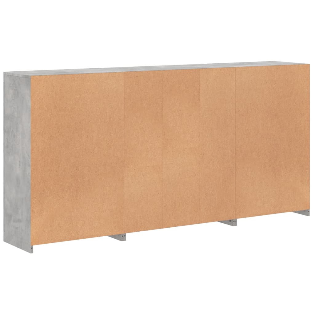 Příborník S Led Osvětlením Betonově Šedý 202 X 37 X 100 Cm