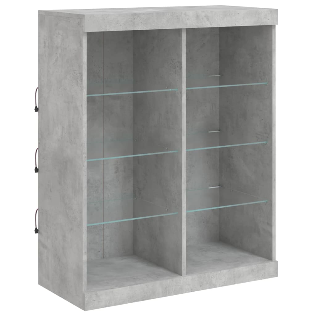 Příborník S Led Osvětlením Betonově Šedý 202 X 37 X 100 Cm