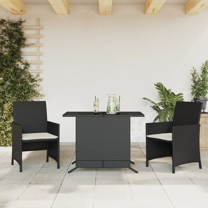 3Dílný Bistro Set S Poduškami Hnědý Polyratan