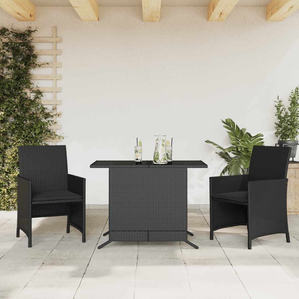 3Dílný Bistro Set S Poduškami Hnědý Polyratan