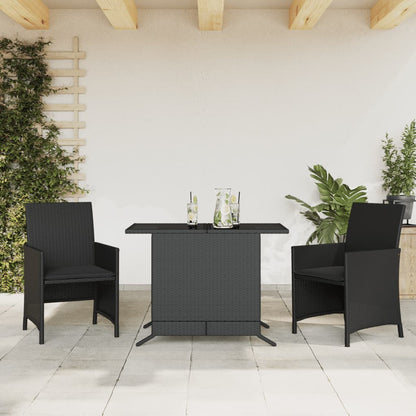 3Dílný Bistro Set S Poduškami Hnědý Polyratan