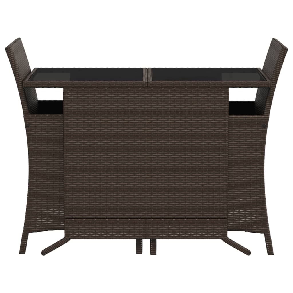 3Dílný Bistro Set S Poduškami Hnědý Polyratan