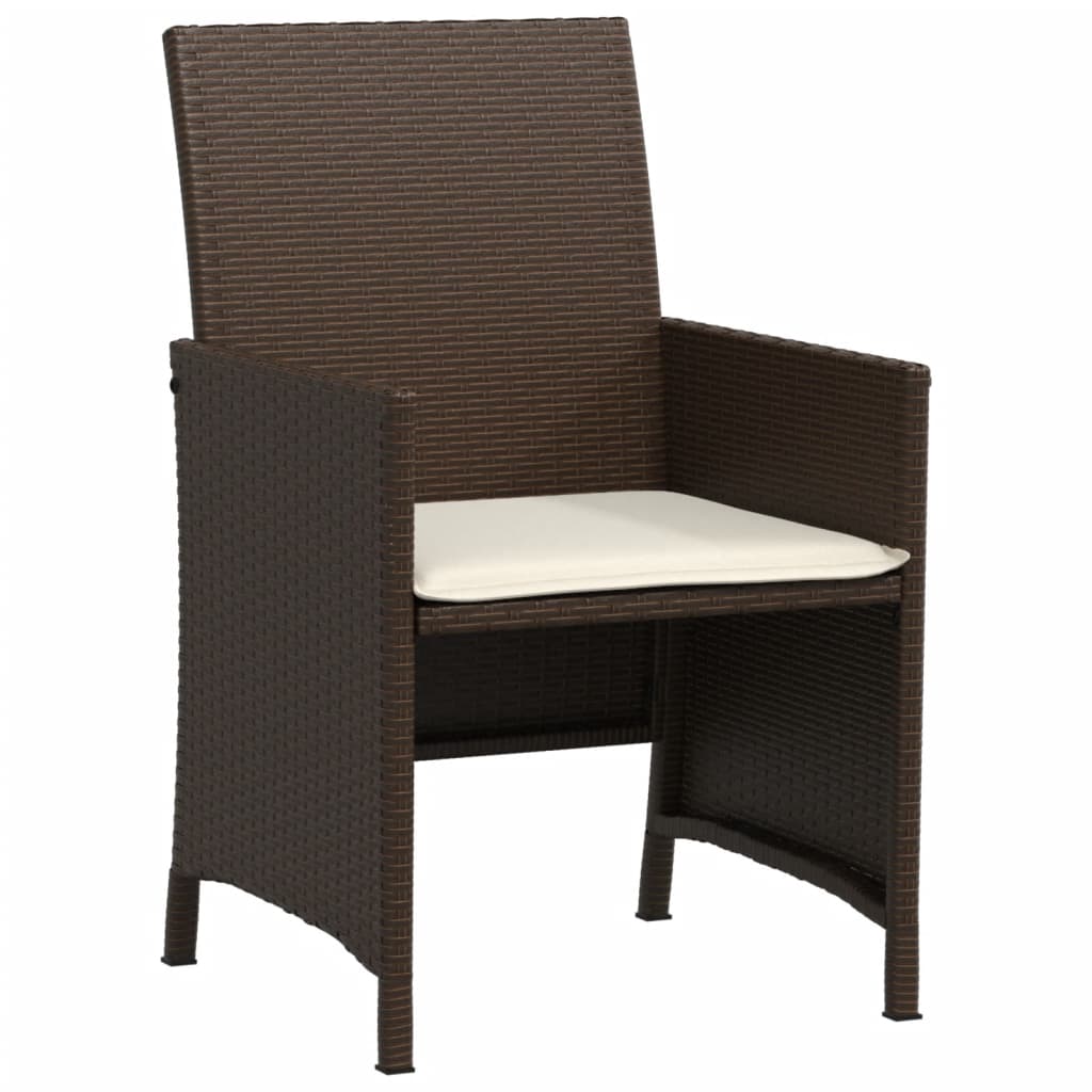 3Dílný Bistro Set S Poduškami Hnědý Polyratan