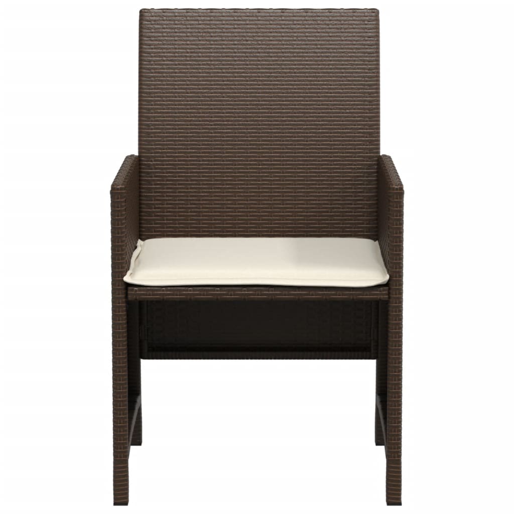 3Dílný Bistro Set S Poduškami Hnědý Polyratan