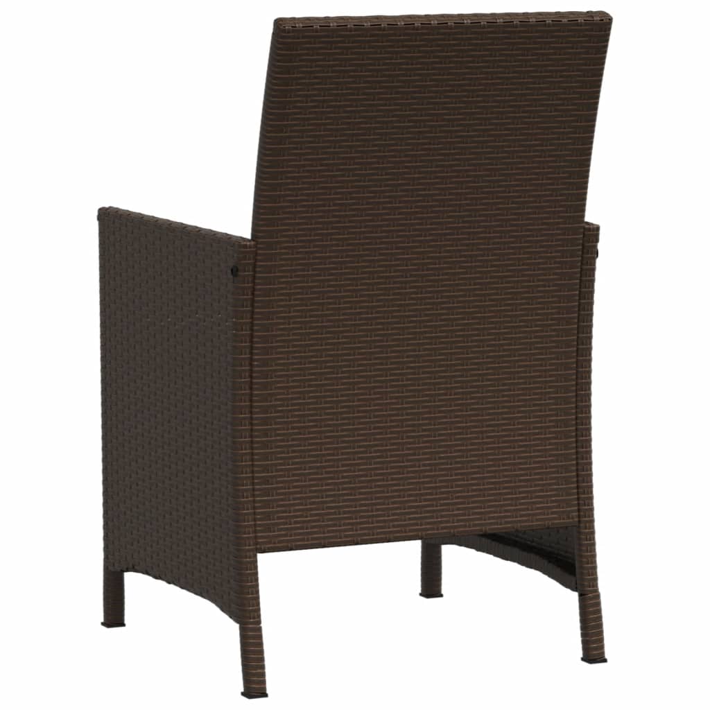 3Dílný Bistro Set S Poduškami Hnědý Polyratan