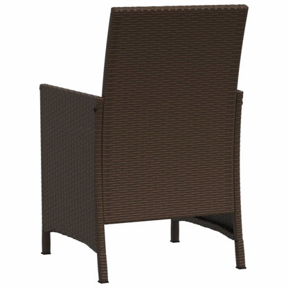 3Dílný Bistro Set S Poduškami Hnědý Polyratan