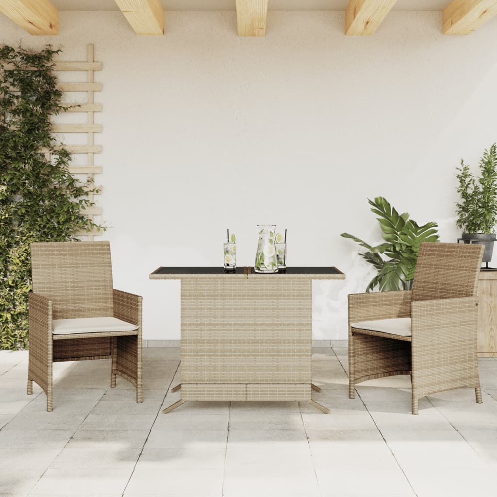 3Dílný Bistro Set S Poduškami Hnědý Polyratan