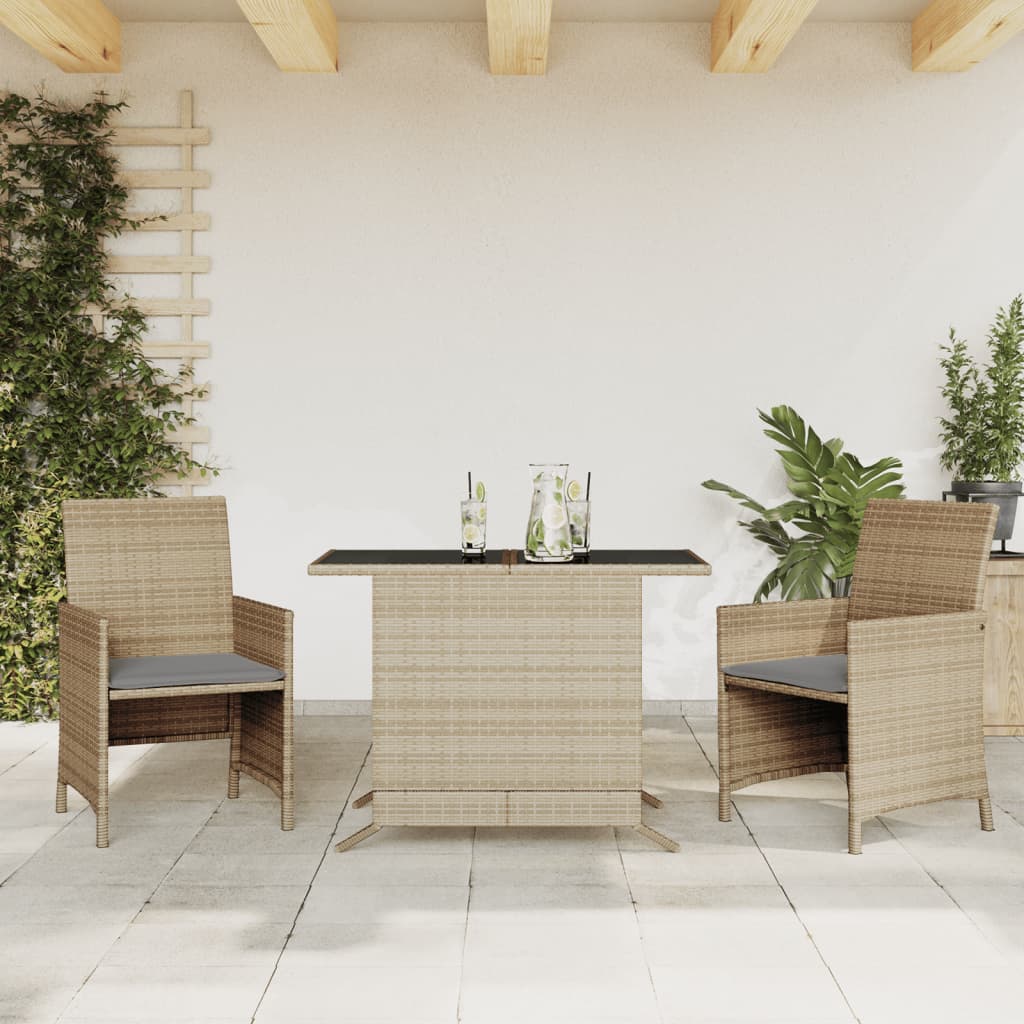 3Dílný Bistro Set S Poduškami Hnědý Polyratan
