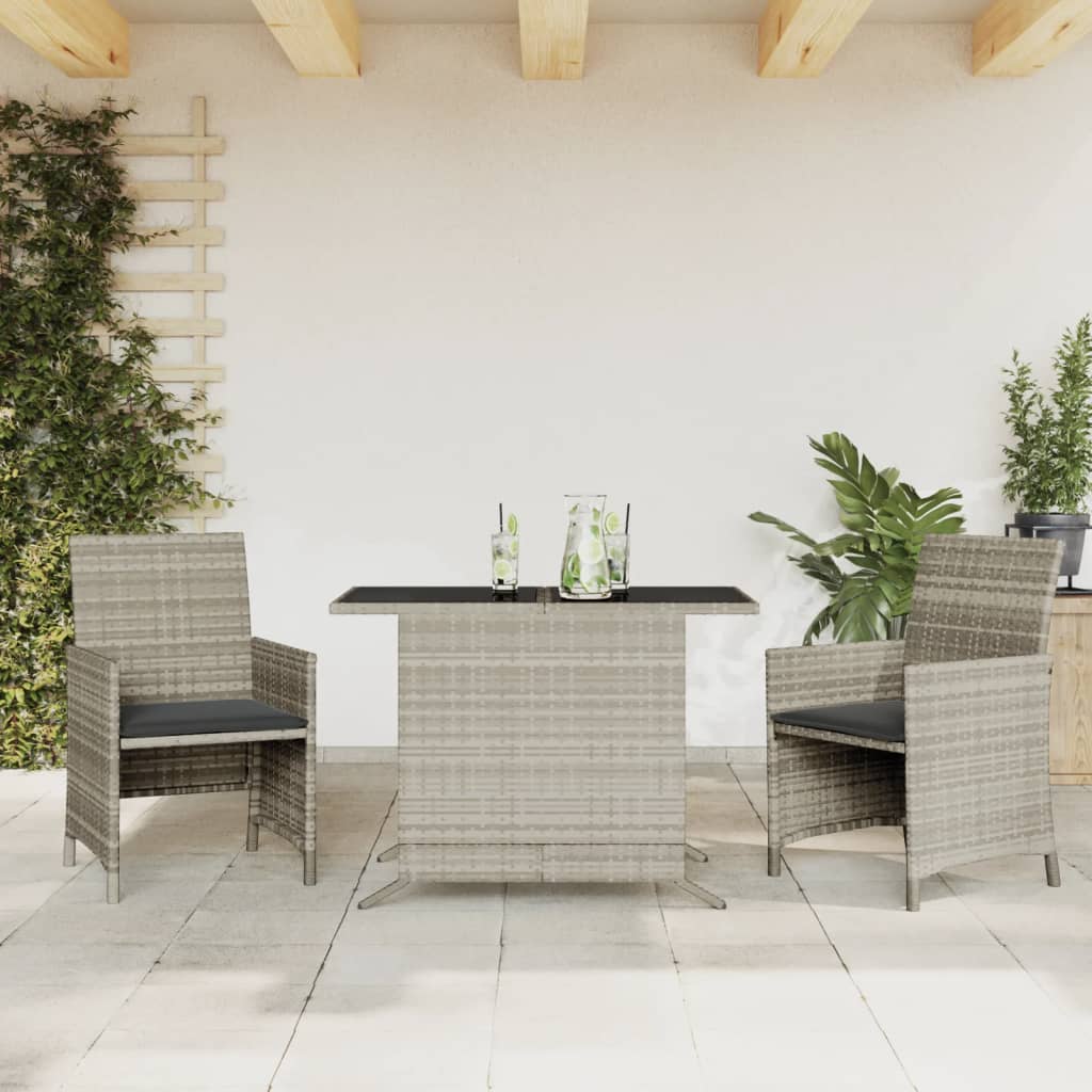 3Dílný Bistro Set S Poduškami Hnědý Polyratan