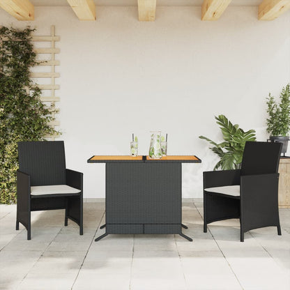 3Dílný Bistro Set S Poduškami Hnědý Polyratan