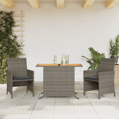 3Dílný Bistro Set S Poduškami Hnědý Polyratan