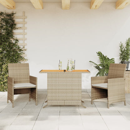 3Dílný Bistro Set S Poduškami Hnědý Polyratan