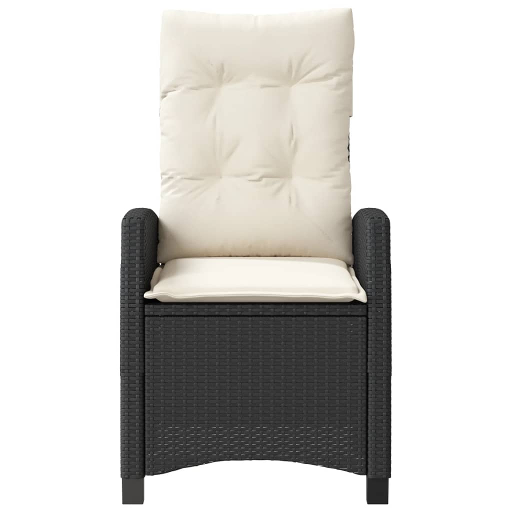 3Dílný Bistro Set S Poduškami Černý Polyratan