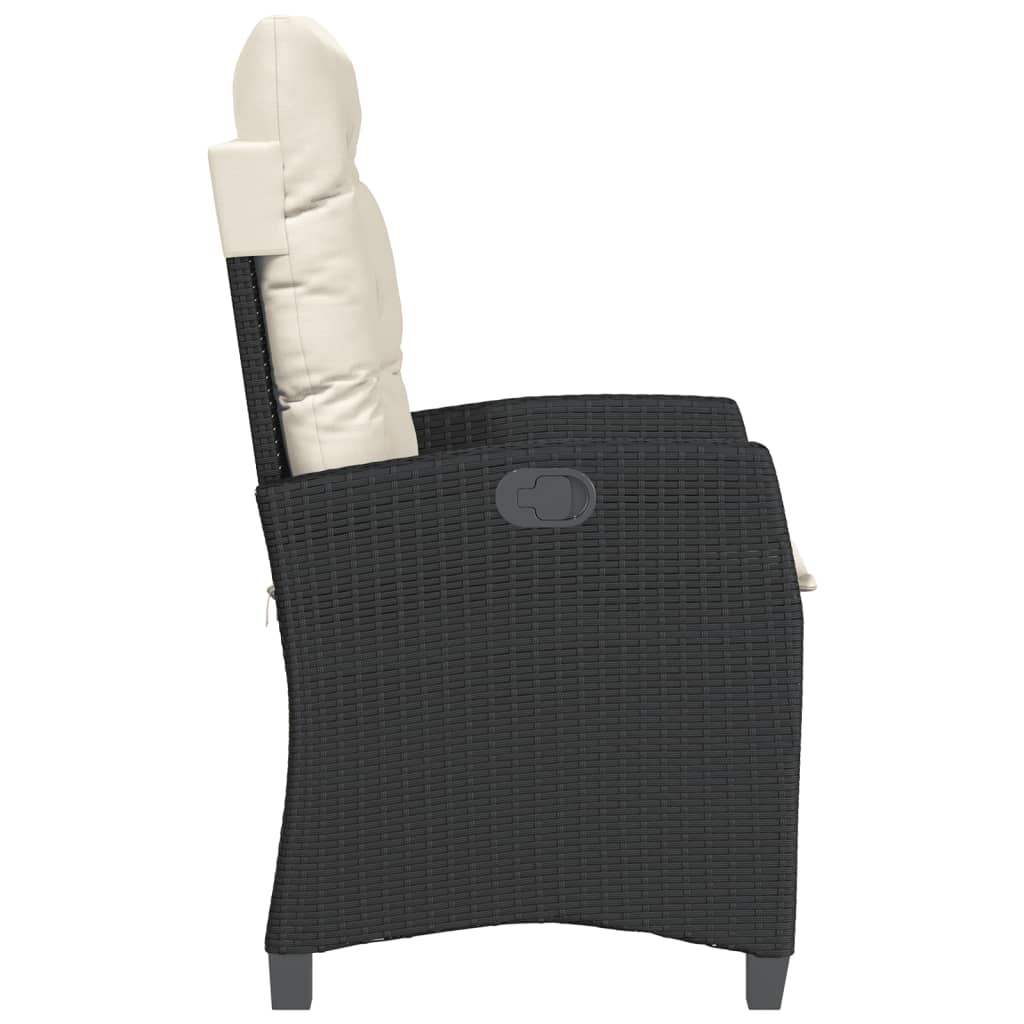 3Dílný Bistro Set S Poduškami Černý Polyratan