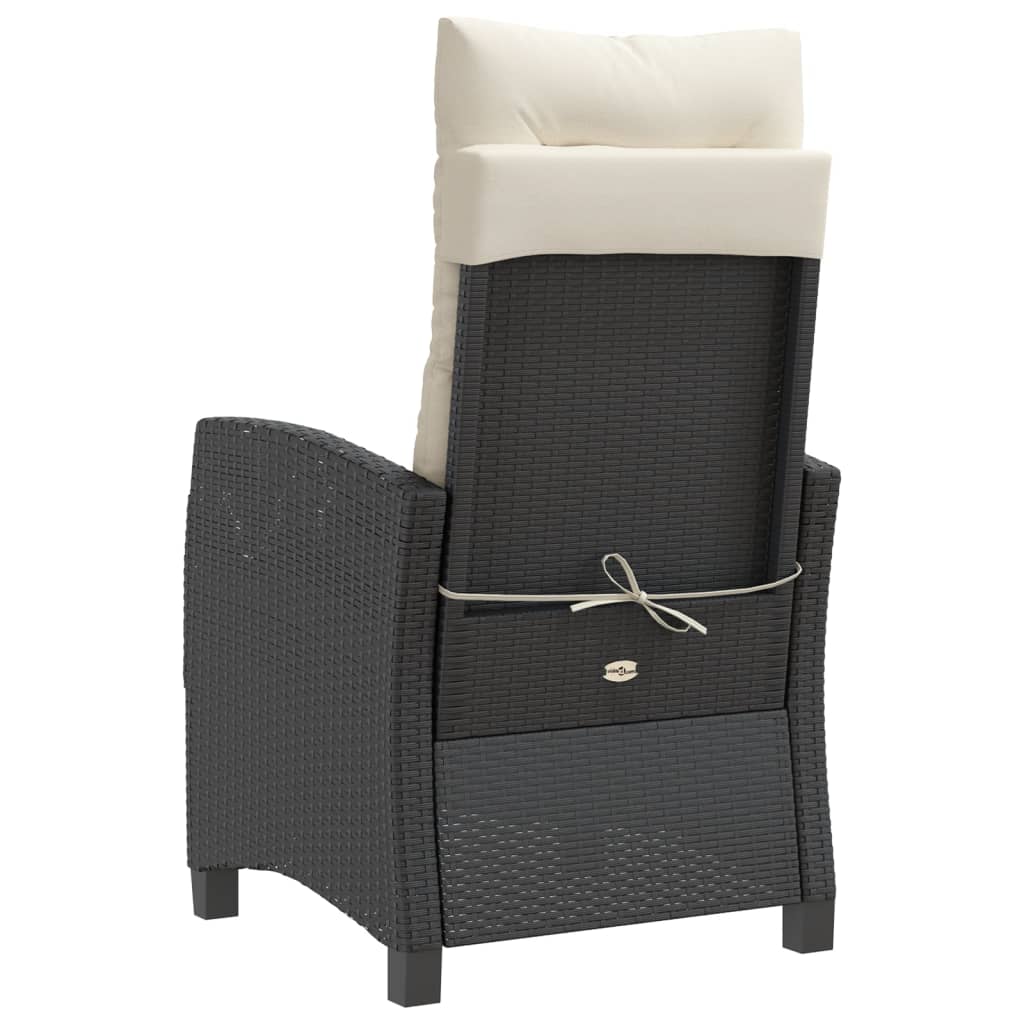 3Dílný Bistro Set S Poduškami Černý Polyratan