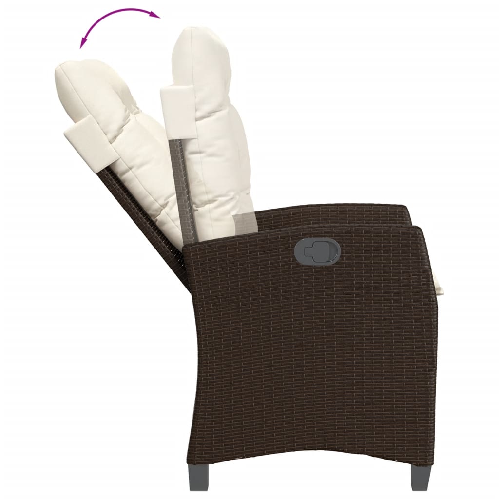 3Dílný Bistro Set S Poduškami Hnědý Polyratan