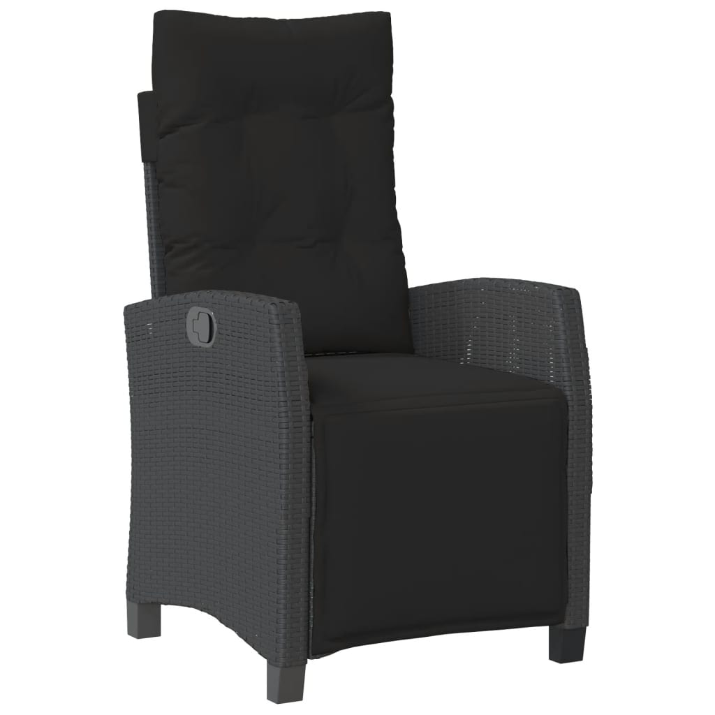 3Dílný Bistro Set S Poduškami Černý Polyratan