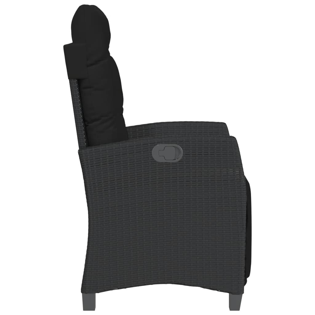 3Dílný Bistro Set S Poduškami Černý Polyratan