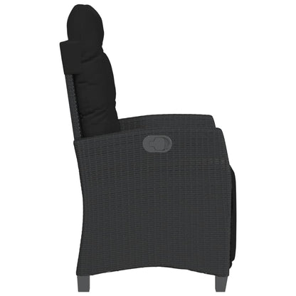 3Dílný Bistro Set S Poduškami Černý Polyratan