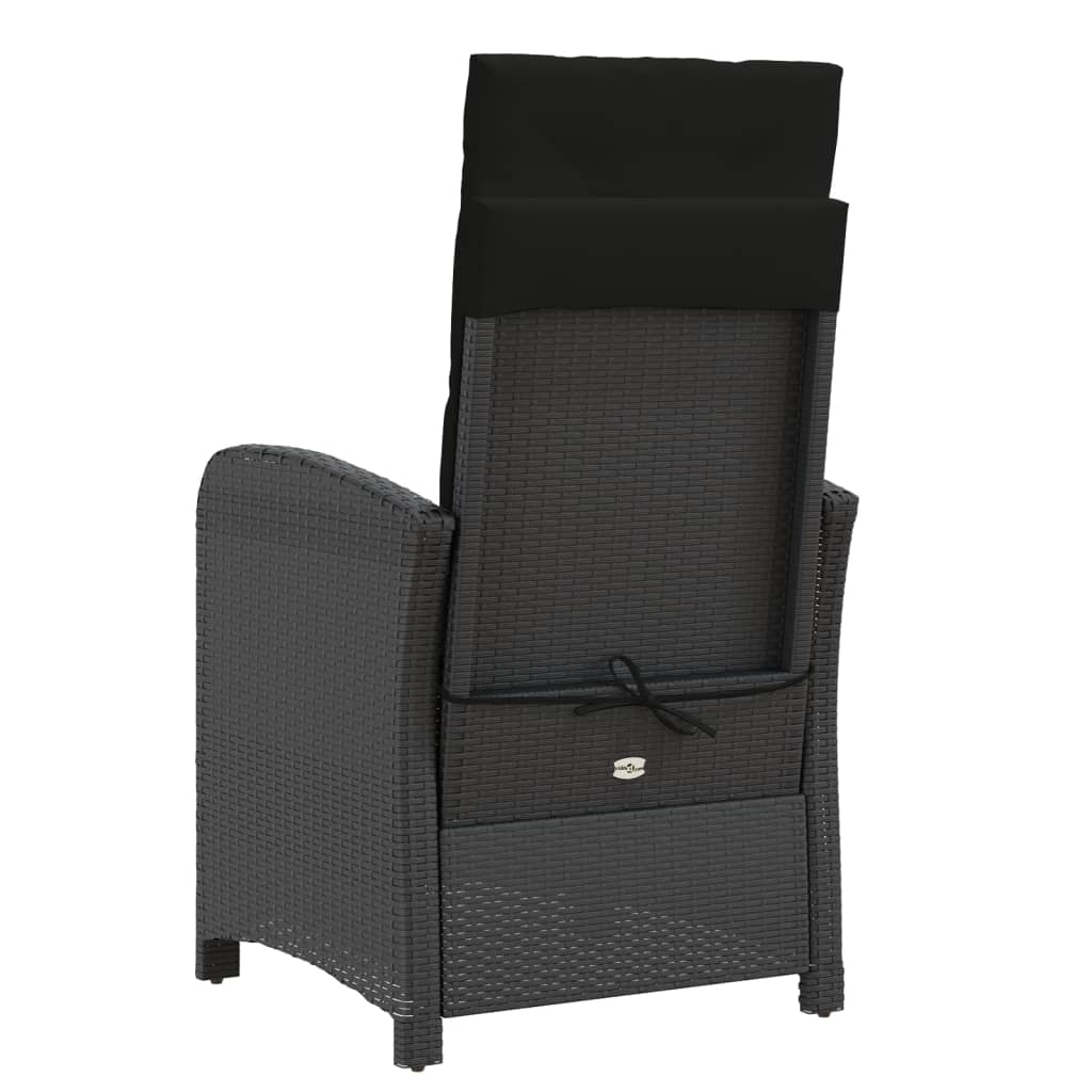 3Dílný Bistro Set S Poduškami Černý Polyratan