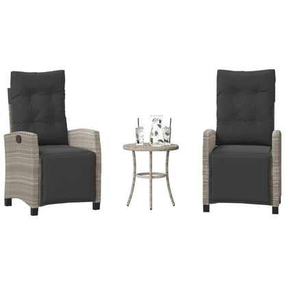 3Dílný Bistro Set S Poduškami Světle Šedý Polyratan