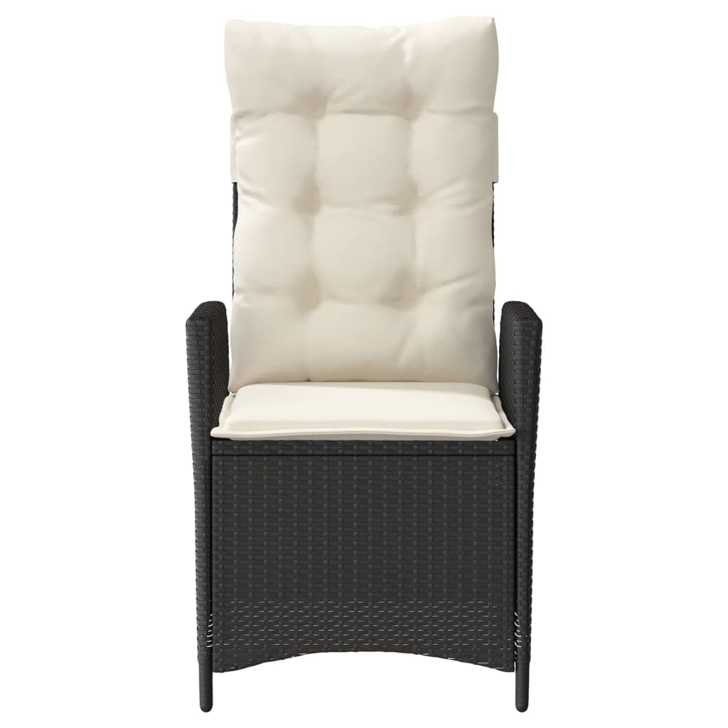 3Dílný Bistro Set S Poduškami Černý Polyratan