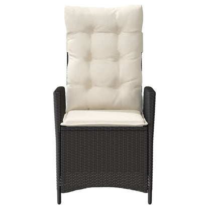 3Dílný Bistro Set S Poduškami Černý Polyratan